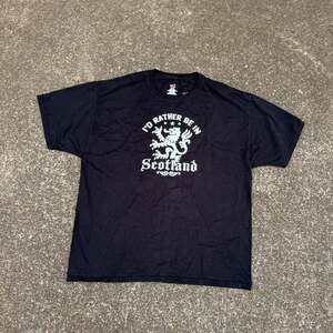 Retro I'd Rather Be In Scotland Graphic Tee, Black, Size XL